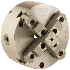 Buck Chuck Company - 4 Jaws, 6" Diam, Self Centering Manual Lathe Chuck - Front Mount, Adjustable, Reversible, 4,600 Max RPM, 1.78" Through Hole Diam, Forged Steel - Best Tool & Supply