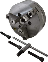 Bison - 3 Jaws, 8" Diam, Self Centering Manual Lathe Chuck - A1-6 Mount Spindle, Reversible, 4,000 Max RPM, 2.1653" Through Hole Diam, 0.001" Axial Runout, 0.0016" Radial Runout, Forged Steel - Best Tool & Supply