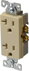 Cooper Wiring Devices - 125 VAC, 20 Amp, 5-20R NEMA Configuration, Ivory, Industrial Grade, Self Grounding Duplex Receptacle - 1 Phase, 2 Poles, 3 Wire, Flush Mount, Chemical and Impact Resistant - Best Tool & Supply