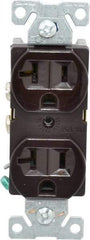 Cooper Wiring Devices - 125 VAC, 20 Amp, 5-20R NEMA Configuration, Brown, Specification Grade, Self Grounding Duplex Receptacle - 1 Phase, 2 Poles, 3 Wire, Flush Mount - Best Tool & Supply