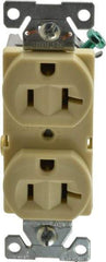 Cooper Wiring Devices - 125 VAC, 20 Amp, 5-20R NEMA Configuration, Ivory, Specification Grade, Self Grounding Duplex Receptacle - 1 Phase, 2 Poles, 3 Wire, Flush Mount - Best Tool & Supply