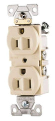 Cooper Wiring Devices - 125 VAC, 15 Amp, 5-15R NEMA Configuration, Ivory, Specification Grade, Self Grounding Duplex Receptacle - 1 Phase, 2 Poles, 3 Wire, Flush Mount - Best Tool & Supply