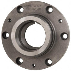 Bison - Adapter Back Plate for 6-1/4" Diam Self Centering Lathe Chucks - L-0 Mount, 2.6" Through Hole Diam, 6.32" OD, 0.71" Flange Height, Cast Iron - Best Tool & Supply