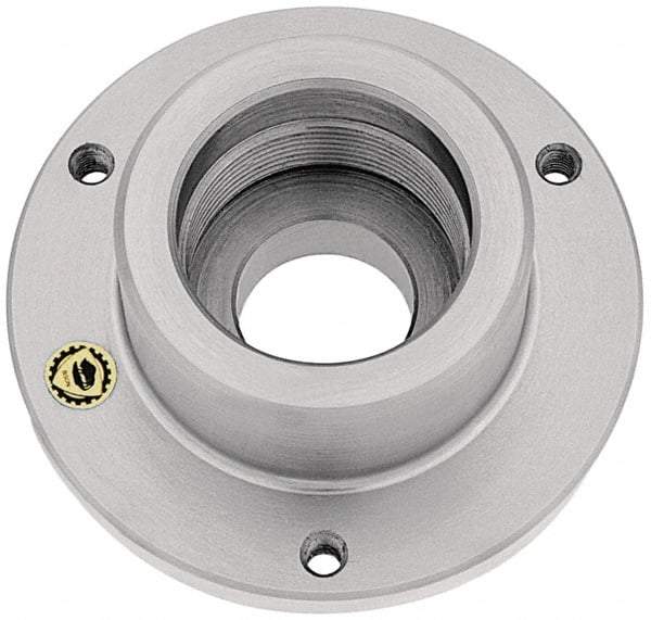 Bison - Adapter Back Plate for 10" Diam Self Centering Lathe Chucks - L-1 Mount, 4-1/8" Through Hole Diam, 8.82mm ID, 9.84" OD, 0.91" Flange Height, Steel - Best Tool & Supply