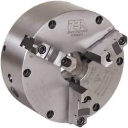 Pratt Burnerd America - 3 Jaws, 10" Diam, Self Centering Manual Lathe Chuck - Plain Back Mount Spindle, Adjustable, Reversible, 3,300 Max RPM, 3" Through Hole Diam, Forged Steel - Best Tool & Supply