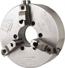 Pratt Burnerd America - 3 Jaws, 12" Diam, Self Centering Manual Lathe Chuck - Plain Back Mount Spindle, Adjustable, Reversible, 2,300 Max RPM, 4.06" Through Hole Diam, Forged Steel - Best Tool & Supply