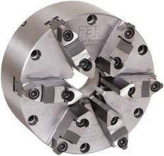 Pratt Burnerd America - 6 Jaws, 12" Diam, Self Centering Manual Lathe Chuck - Plain Back Mount Spindle, Adjustable, Reversible, 1,500 Max RPM, 4.06" Through Hole Diam, Forged Steel - Best Tool & Supply