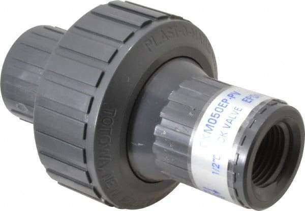 Plast-O-Matic - 1/2" PVC Check Valve - Inline, FNPT x FNPT, 150 WOG - Best Tool & Supply