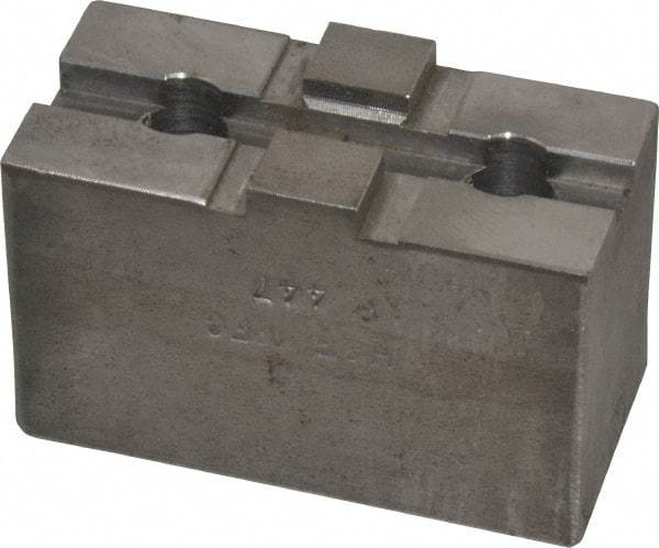 H & R Manufacturing - 5 to 6" Chuck Capacity, Tongue & Groove Attachment, Square Soft Lathe Chuck Jaw - Steel, 1-1/2" Btw Mount Hole Ctrs, 2-5/8" Long x 1-1/4" Wide x 1-5/8" High, 5/16" Groove - Best Tool & Supply