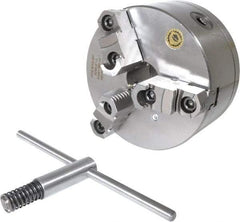 Bison - 3 Jaws, 6" Diam, Self Centering Manual Lathe Chuck - D1-4 Mount Spindle, Reversible, 3,000 Max RPM, 1.6535" Through Hole Diam, 0.0008" Axial Runout, 0.0012" Radial Runout, Cast Iron - Best Tool & Supply