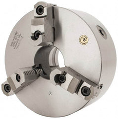 Bison - 3 Jaws, 10" Diam, Self Centering Manual Lathe Chuck - L-1 Mount Spindle, Reversible, 2,000 Max RPM, 2.9921" Through Hole Diam, 0.001" Axial Runout, 0.0016" Radial Runout, Cast Iron - Best Tool & Supply