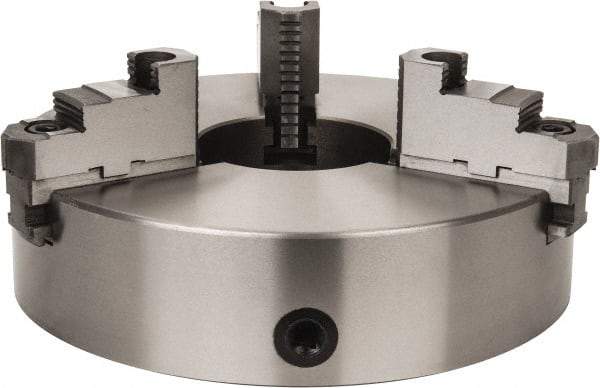 Interstate - 3 Jaws, 15" Diam, Self Centering Manual Lathe Chuck - Plain Back Mount Spindle, Reversible, 5.315" Through Hole Diam, 0.003" Axial Runout, Cast Iron - Best Tool & Supply