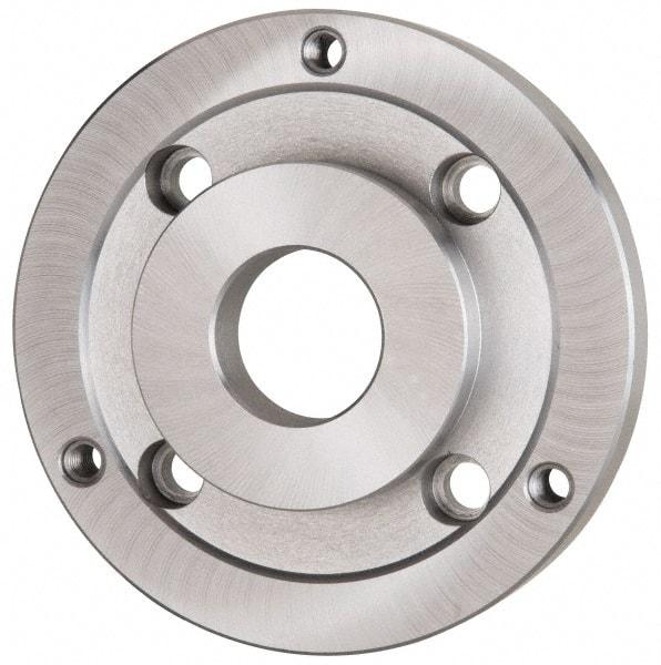 Bison - Adapter Back Plate for 10" Diam Self Centering Lathe Chucks - A2-8 Mount, 2.922" Through Hole Diam, 5.708mm ID, 9.84" OD, 1.07" Flange Height, Steel - Best Tool & Supply