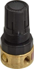 Parker - 1/4 NPT Port, Brass Miniature Regulator - 2 to 125 psi Range, 300 Max psi Supply Pressure, 1/8" Gauge Port Thread, 1-1/2" Wide x 2.87" High - Best Tool & Supply