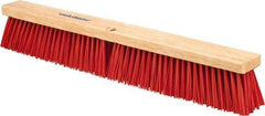 PRO-SOURCE - 24" Heavy Duty Synthetic Push Broom - 4" Bristle Length, Wood Block, Threaded Handle Connection - Best Tool & Supply