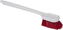 PRO-SOURCE - 1-1/2" Bristle Length, Polypropylene Utility Scrub Brush - 20" OAL, Red, Plastic Block - Best Tool & Supply