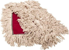 PRO-SOURCE - 36" Long x 3-1/2" Wide Yarn Blend Dust Mop Head - Snap-On, Red, Looped Head, Launderable - Best Tool & Supply