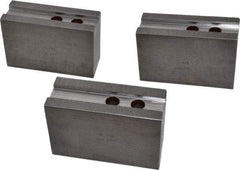 H & R Manufacturing - 12" Chuck Capacity, 1.5mm x 60° Serrated Attachment, Square Soft Lathe Chuck Jaw - 3 Jaws, Steel, 1.181" Btw Mount Hole Ctrs, 5-1/4" Long x 2" Wide x 3-1/2" High, 0.827" Groove, 5/8" & 16mm Fastener - Best Tool & Supply