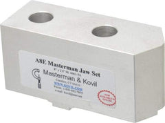 Masterman & Kovil - 8" Chuck Capacity, Tongue & Groove Attachment, Square Soft Lathe Chuck Jaw - 1 Jaw, Aluminum, 1-3/4" Btw Mount Hole Ctrs, 4mm Long x 1-1/2" Wide x 2" High, 5/16" Groove - Best Tool & Supply