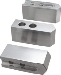 Masterman & Kovil - 10" Chuck Capacity, 1.5mm x 60° Serrated Attachment, Square Soft Lathe Chuck Jaw - 3 Jaws, Aluminum, 1.181" Btw Mount Hole Ctrs, 4.6mm Long x 1-1/2" Wide x 2" High, 0.63" Groove, 12mm Fastener - Best Tool & Supply