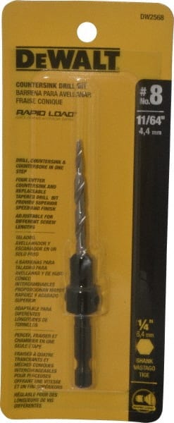 DeWALT - #8 Cutter Diam, 11/64" Drill Compatibility, Adjustable Depth Drill Countersink - Best Tool & Supply