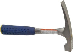 Estwing - 1-1/4 Lb Head Bricklayer's Hammer - 11" OAL, Steel Handle with Grip, 53/64" Face Diam - Best Tool & Supply