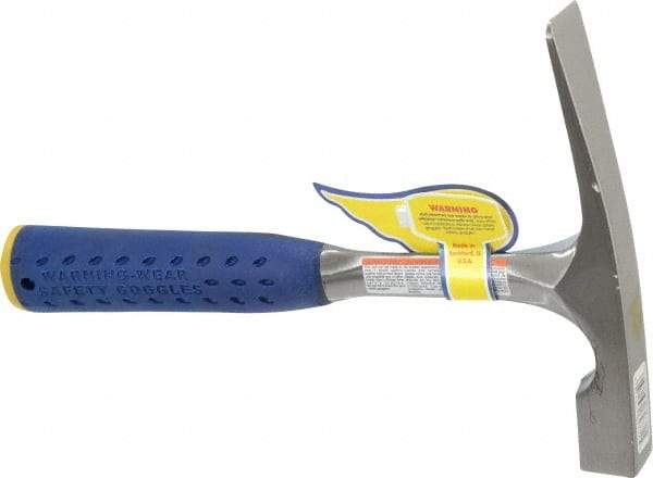 Estwing - 1-1/2 Lb Head Bricklayer's Hammer - 11" OAL, Steel Handle with Grip, 53/64" Face Diam - Best Tool & Supply