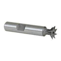 Keo - 1/2" Diam x 1/8" Width of Cut, 45° Included Angle, High Speed Steel Dovetail Cutter - 3/8" Shank Diam, 2" Shank Length, 2-1/8" Overall Length, Weldon Flat, Uncoated - Best Tool & Supply