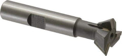 Keo - 3/4" Diam x 1/4" Width of Cut, 60° Included Angle, Carbide-Tipped Dovetail Cutter - 3/8" Shank Diam, 2-1/4" Overall Length, 0.02" Corner Radius, Weldon Flat, Uncoated - Best Tool & Supply