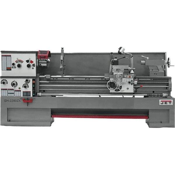 Jet - 22" Swing, 80" Between Centers, 230/460 Volt, Triple Phase Engine Lathe - 7MT Taper, 10 hp, 25 to 1,800 RPM, 3-1/8" Bore Diam, 40" Deep x 48-7/8" High x 136-1/8" Long - Best Tool & Supply