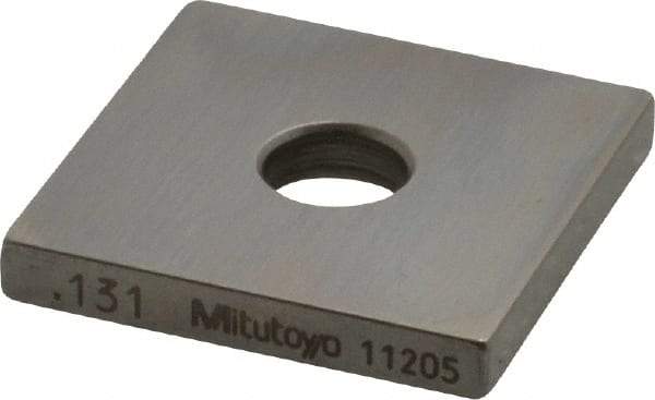 Mitutoyo - 0.131" Square Steel Gage Block - Accuracy Grade 0, Includes Certificate of Inspection - Best Tool & Supply