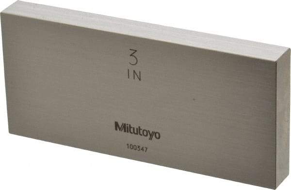 Mitutoyo - 3" Rectangular Steel Gage Block - Accuracy Grade 0, Includes Certificate of Inspection - Best Tool & Supply