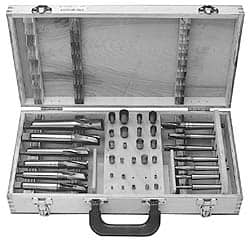 Value Collection - 39 Piece, 3 Flutes, Morse Taper Shank, Interchangeable Pilot Counterbore Set - Best Tool & Supply