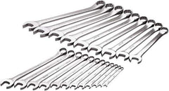 SK - 21 Piece, 1/4" to 1-1/2", 12 Point Combination Wrench Set - Inch Measurement Standard, Chrome Finish, Comes in Rack - Best Tool & Supply