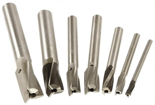 Value Collection - 7 Piece, 3 Flutes, Straight Shank, Interchangeable Pilot Counterbore Set - Best Tool & Supply