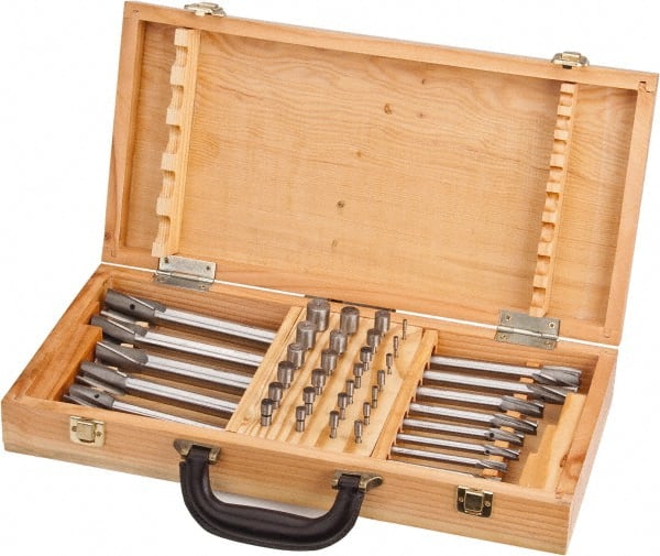 Value Collection - 39 Piece, 3 Flutes, Straight Shank, Interchangeable Pilot Counterbore Set - Best Tool & Supply