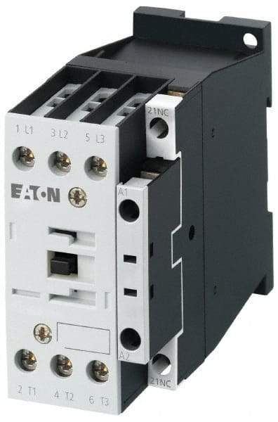 Eaton Cutler-Hammer - 3 Pole, 24 Coil VAC, 18 Amp, Nonreversible Open Enclosure IEC Contactor - 1 Phase hp: 2 at 115 V, 2 at 200 V, 3 at 230 V, 3 Phase hp: 10 at 460 V, 15 at 575 V, 5 at 200 V, 5 at 230 V, 18 Amp Inductive Load Rating Listed - Best Tool & Supply