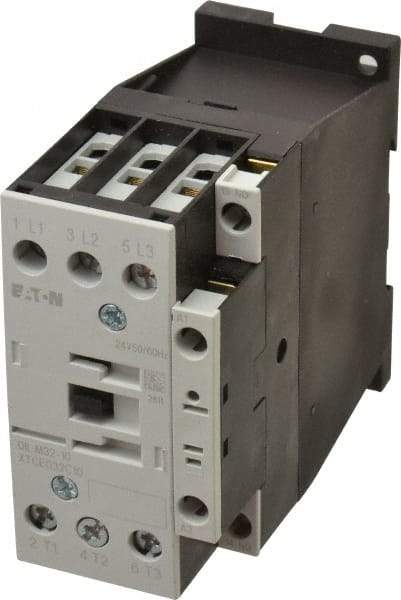 Eaton Cutler-Hammer - 3 Pole, 24 Coil VAC, 40 Amp, Nonreversible Open Enclosure IEC Contactor - 1 Phase hp: 3 at 115 V, 5 at 200 V, 5 at 230 V, 3 Phase hp: 10 at 200 V, 10 at 230 V, 20 at 460 V, 25 at 575 V, 32 Amp Inductive Load Rating Listed - Best Tool & Supply