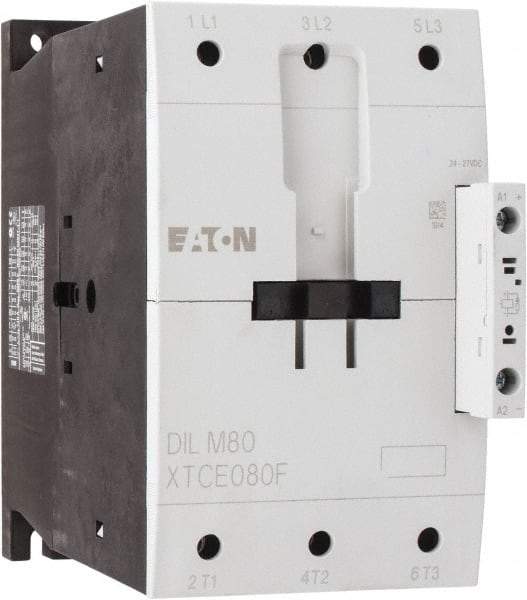 Eaton Cutler-Hammer - 3 Pole, 24 to 27 Coil VDC, 125 Amp, Nonreversible Open Enclosure IEC Contactor - 1 Phase hp: 15 at 200 V, 15 at 230 V, 7.5 at 115 V, 3 Phase hp: 25 at 200 V, 30 at 230 V, 60 at 460 V, 75 at 575 V, 80 Amp Inductive Load Rating Listed - Best Tool & Supply