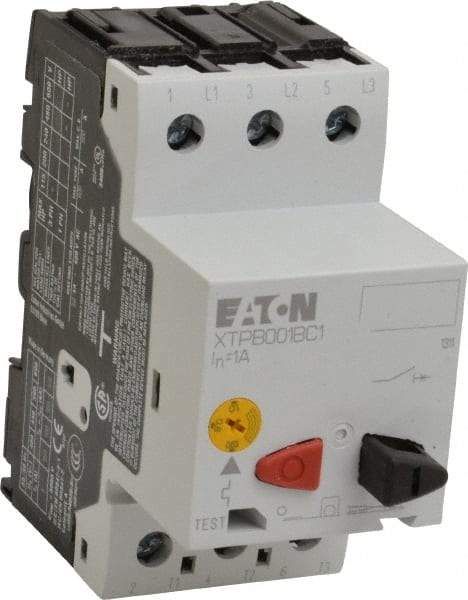 Eaton Cutler-Hammer - 1 Amp, IEC, Open Pushbutton Manual Motor Starter - 45mm Wide x 85mm Deep x 3.6667" High, 1/2 hp at 600 V & 2 hp at 480 V, CE Approved, CSA Certified, DIN VDE, EN/IEC, UL 508 Type E Compliant & UL Listed - Best Tool & Supply