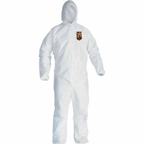 KleenGuard - Size M Film Laminate General Purpose Coveralls - White, Zipper Closure, Elastic Cuffs, Elastic Ankles, Serged Seams - Best Tool & Supply