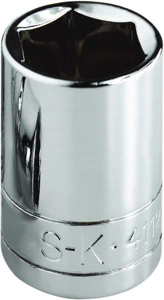 SK - 7/16", 1/4" Drive, Standard Hand Socket - 6 Points, Steel, Chrome Finish - Best Tool & Supply