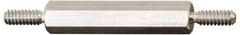 Electro Hardware - #6-32, 3/8" OAL, 3/16" Across Flats, Stainless Steel Hex Male/Male Circuit Board Standoffs - 3/8" Body Length, Passivated Finish - Best Tool & Supply