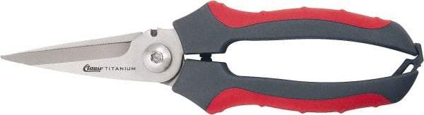 Clauss - 2-1/2" Length of Cut, Straight Pattern Multi-Purpose Snip - 8" OAL, Comfort Grip Handle - Best Tool & Supply