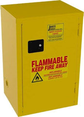 Jamco - 1 Door, 1 Shelf, Yellow Steel Space Saver Safety Cabinet for Flammable and Combustible Liquids - 35" High x 23" Wide x 18" Deep, Manual Closing Door, 3 Point Key Lock, 12 Gal Capacity - Best Tool & Supply