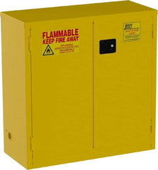 Jamco - 2 Door, 1 Shelf, Yellow Steel Standard Safety Cabinet for Flammable and Combustible Liquids - 44" High x 43" Wide x 18" Deep, Manual Closing Door, 3 Point Key Lock, 30 Gal Capacity - Best Tool & Supply