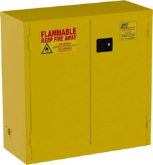 Jamco - 2 Door, 1 Shelf, Yellow Steel Standard Safety Cabinet for Flammable and Combustible Liquids - 44" High x 43" Wide x 18" Deep, Self Closing Door, 3 Point Key Lock, 30 Gal Capacity - Best Tool & Supply