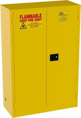 Jamco - 2 Door, 2 Shelf, Yellow Steel Standard Safety Cabinet for Flammable and Combustible Liquids - 65" High x 43" Wide x 18" Deep, Manual Closing Door, 3 Point Key Lock, 45 Gal Capacity - Best Tool & Supply