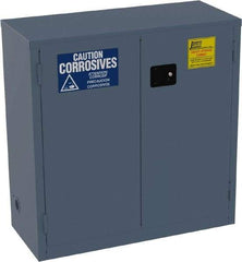 Jamco - 2 Door, 1 Shelf, Blue Steel Standard Safety Cabinet for Corrosive Chemicals - 44" High x 43" Wide x 18" Deep, Manual Closing Door, 3 Point Key Lock, 30 Gal Capacity - Best Tool & Supply