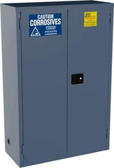 Jamco - 2 Door, 2 Shelf, Blue Steel Standard Safety Cabinet for Corrosive Chemicals - 65" High x 43" Wide x 18" Deep, Manual Closing Door, 3 Point Key Lock, 45 Gal Capacity - Best Tool & Supply